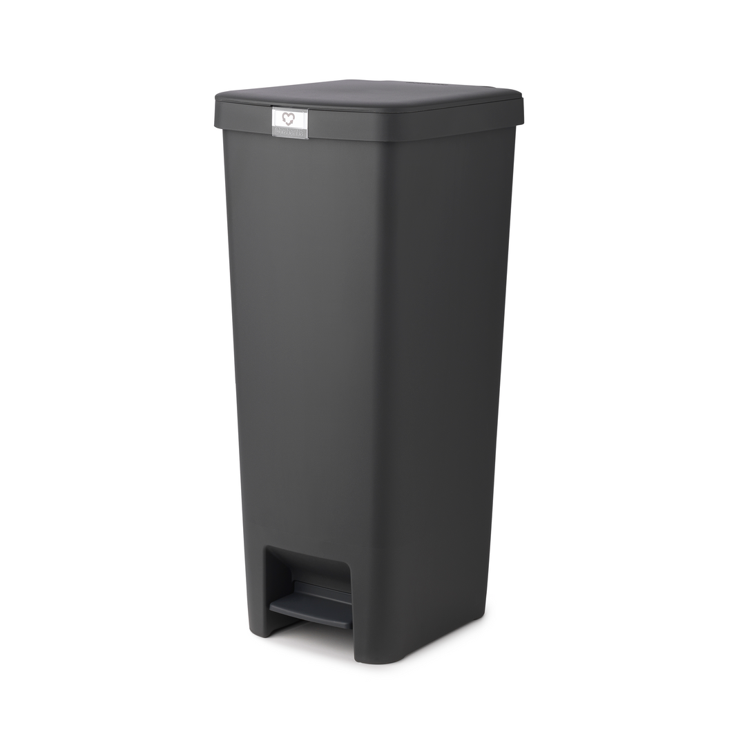 Brabantia StepUp Pedal Bin from Recycled Plastic - 40 Liters, Dark Grey