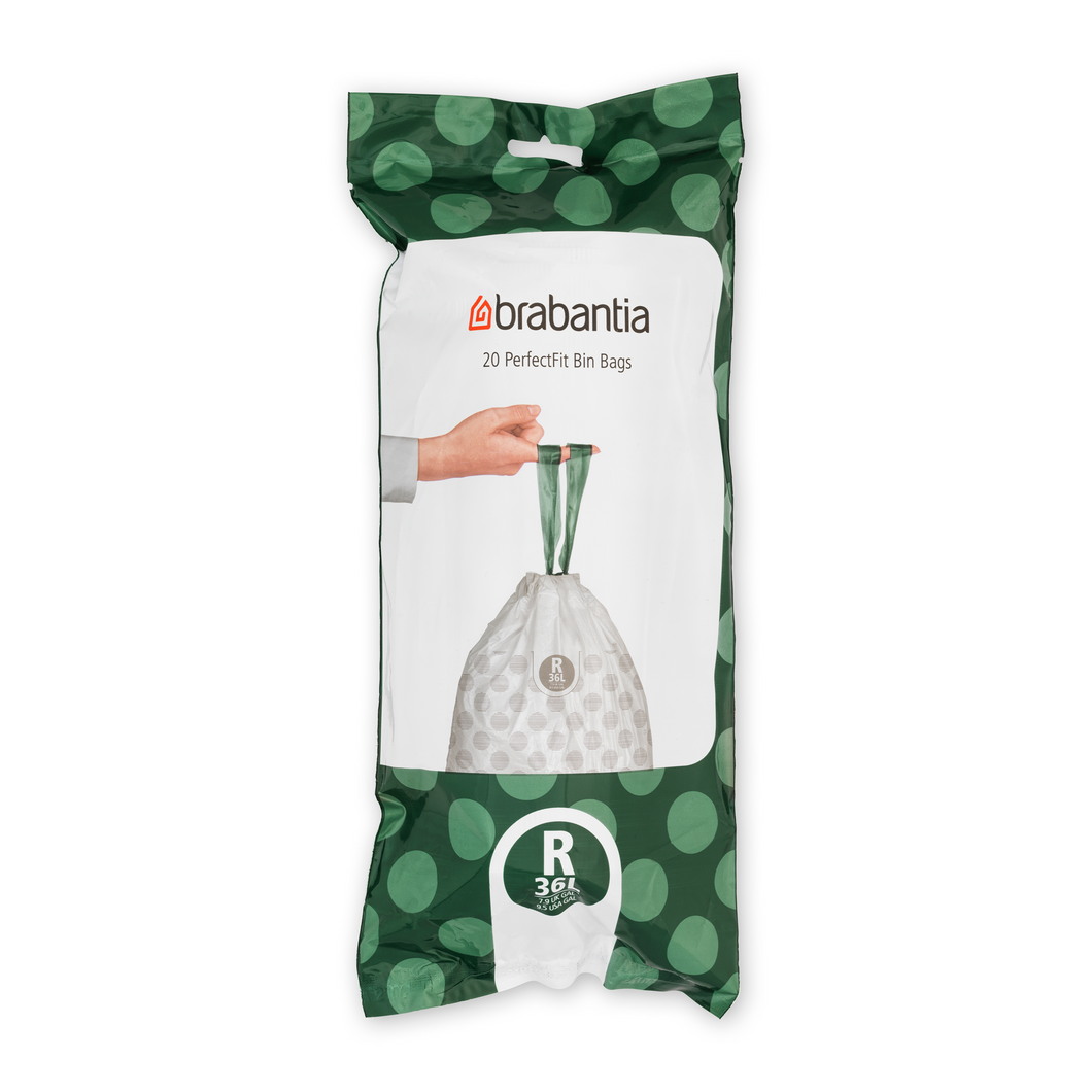 Brabantia PerfectFit Bin Bags, Code R - 36 L, 20 Bags