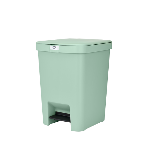 Brabantia StepUp Pedal Bin from Recycled Plastic - 25 Liters, Jade Green, side view.