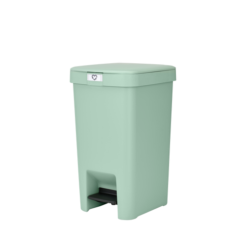Brabantia StepUp Pedal Bin from Recycled Plastic - 16 Liters, Jade Green, side view.