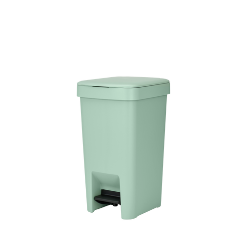 Brabantia StepUp Pedal Bin from Recycled Plastic - 10 Liters, Jade Green, side view.