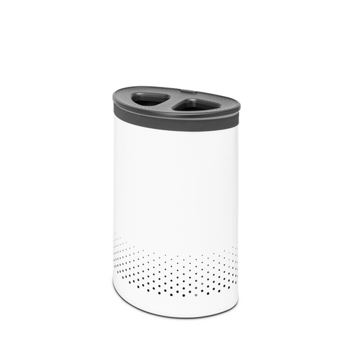 Brabantia Laundry Bin with Inner Removable Bag - 55 Liters, Selector - White,  side view.