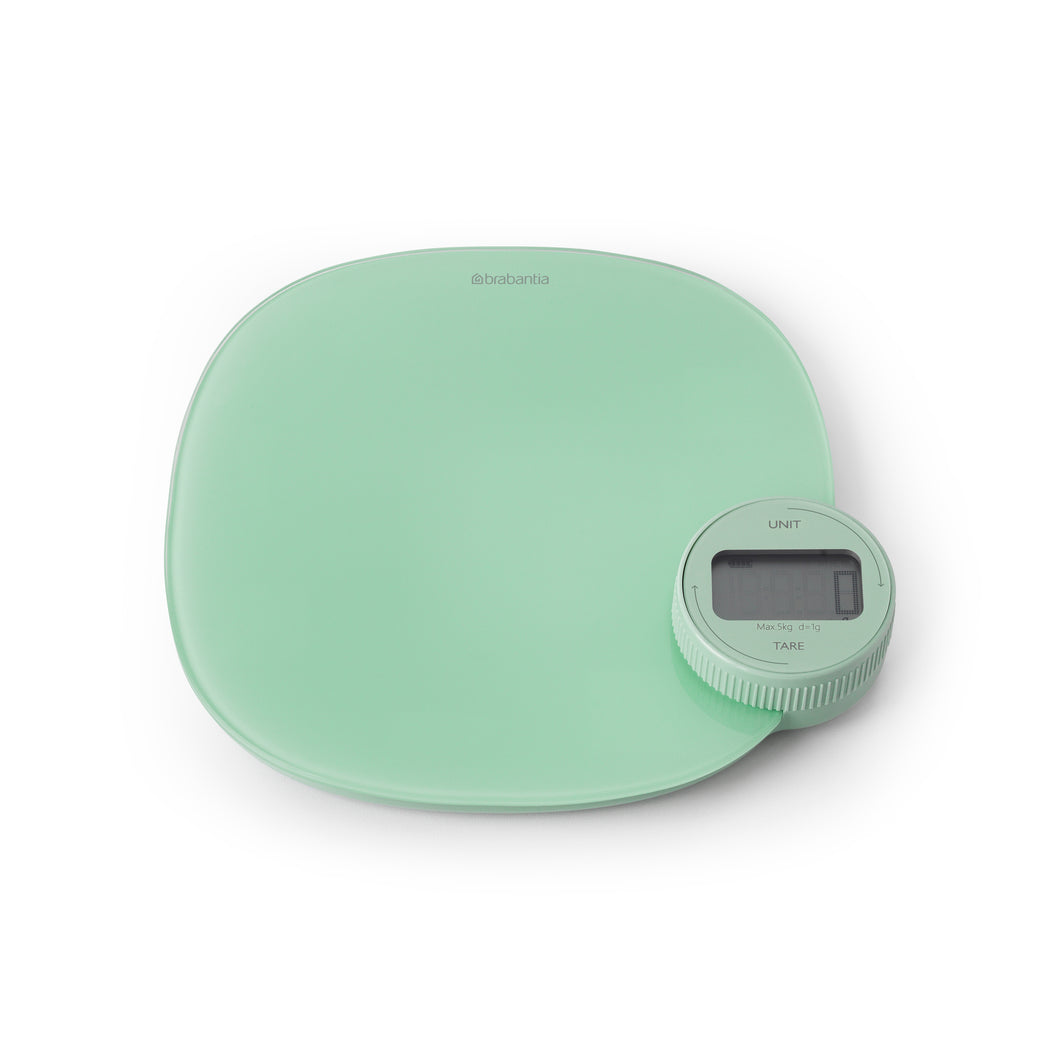 Brabantia Tasty+ Kitchen Scales Plus - Jade Green, top view.