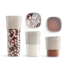 Load image into Gallery viewer, Lekue Flip Food Storage Set of 3 Containers and 2 Accessories - Silver
