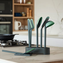 Load image into Gallery viewer, Lekue Cooking Utensils Set of 5 with Base - Dark Grey
