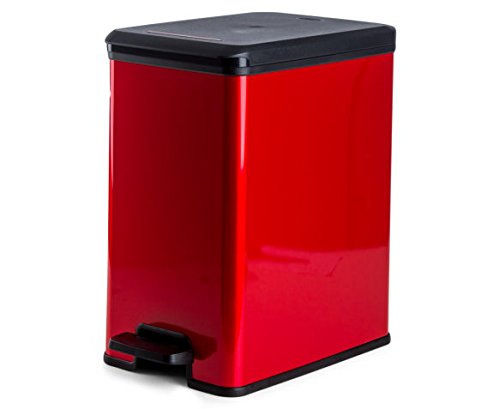 Curver Deco Slim Pedal Bin - 40 Liters or 25 Liters , Red