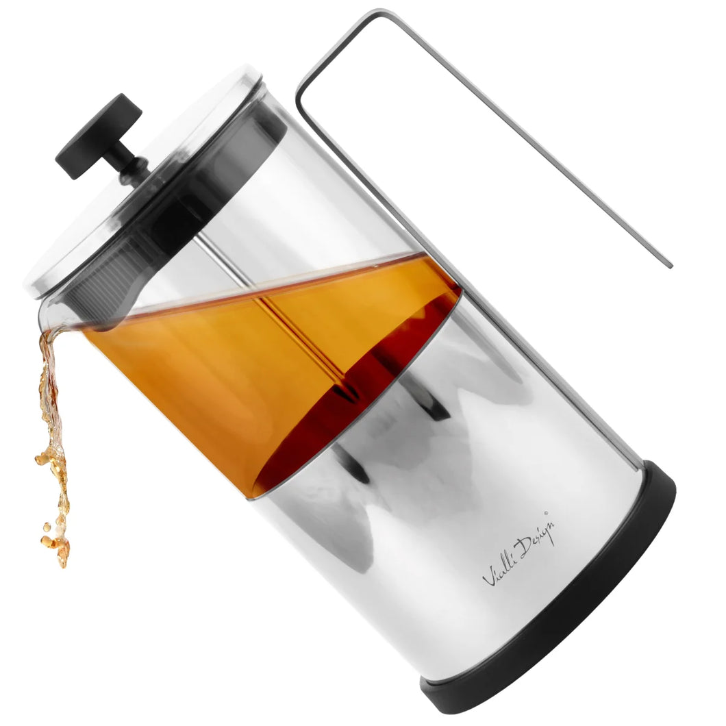 Vialli Design Tea Pot with French Press Diamante - 1000ml, Silver