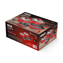 Load image into Gallery viewer, Muhler Kara Non-Stick Cookware Set, 6 Pieces - Die-Cast Aluminum, Red
