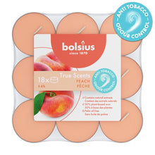 Load image into Gallery viewer, Bolsius True Scents Anti-Tobacco Tealight Candles, Peach - Pack of 18
