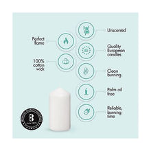 Load image into Gallery viewer, Bolsius Professional Pillar Candles, Tray of 12 Candles - 120/58mm, White
