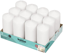 Load image into Gallery viewer, Bolsius Professional Pillar Candles, Tray of 12 Candles - 120/58mm, White
