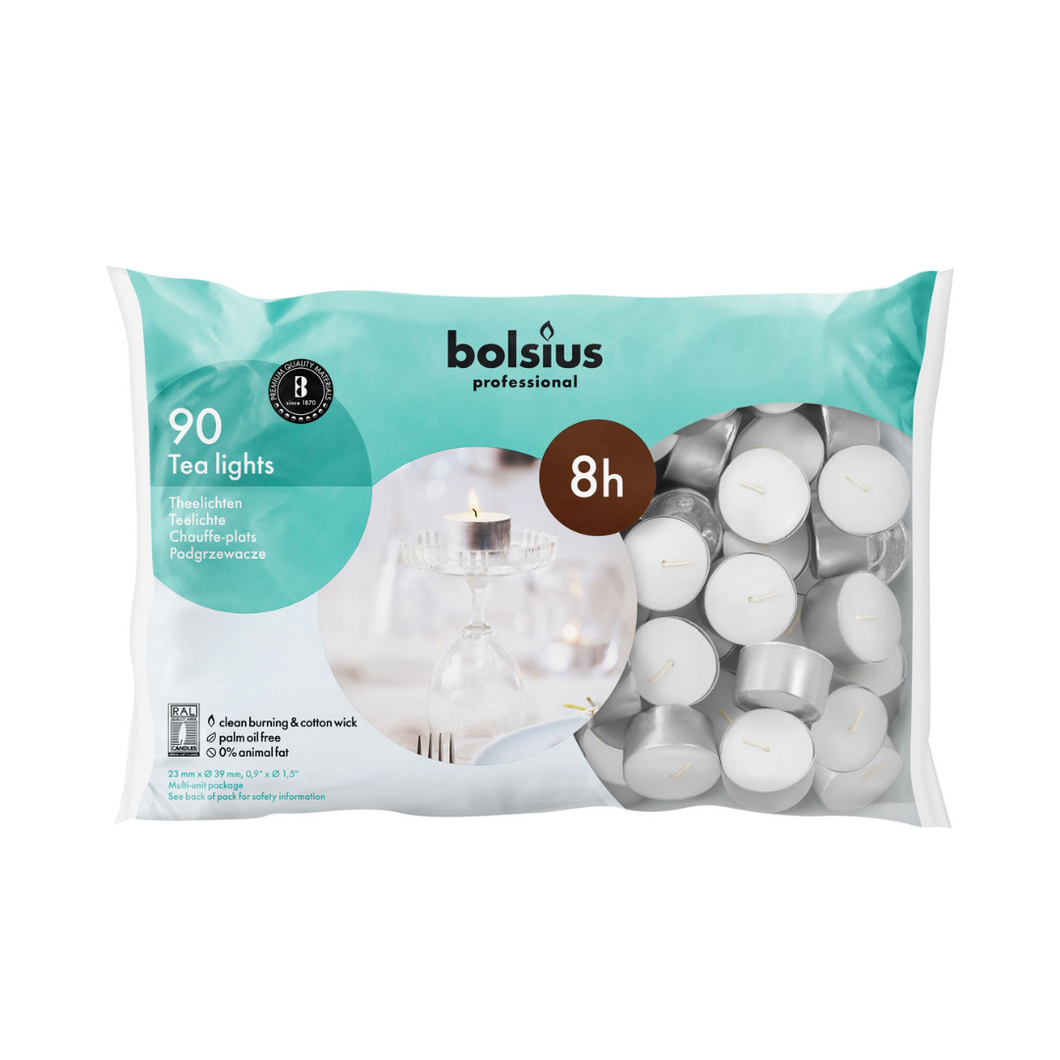 Bolsius Professional Bag of 100 Tealight Candles, 8-hour Burn Time