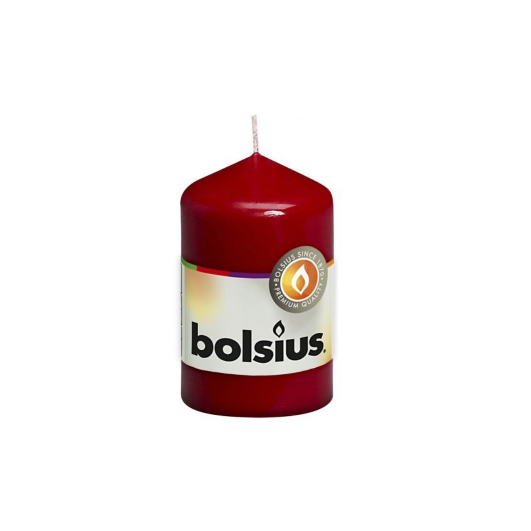 Bolsius Unscented Pillar Candle 80/48mm - Wine Red