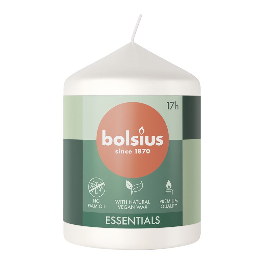 Bolsius Essentials Unscented Pillar Candle 80/58mm - Cloudy White