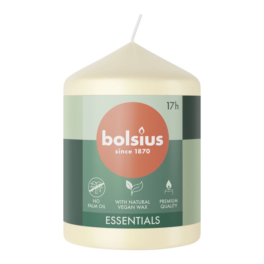 Bolsius Essentials Unscented Pillar Candle 80/58mm - Soft Pearl