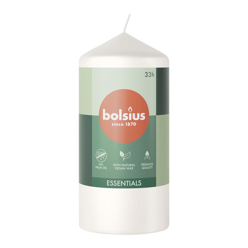 Bolsius Essentials Unscented Pillar Candle 120/58mm - Cloudy White