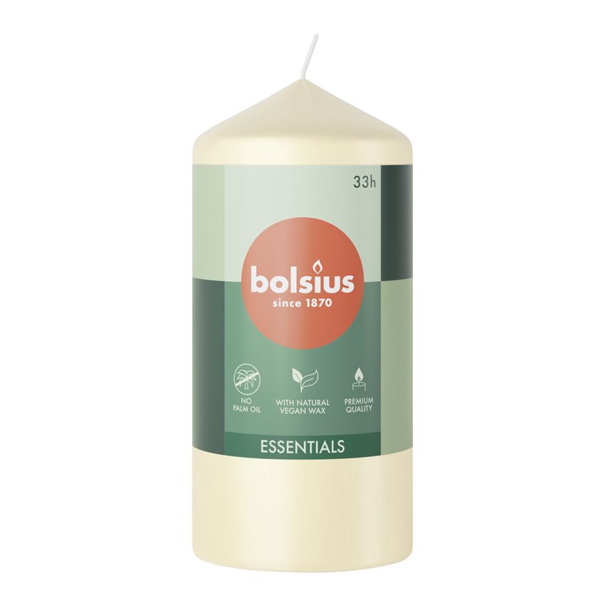 Bolsius Essentials Unscented Pillar Candle 120/58mm - Soft Pearl