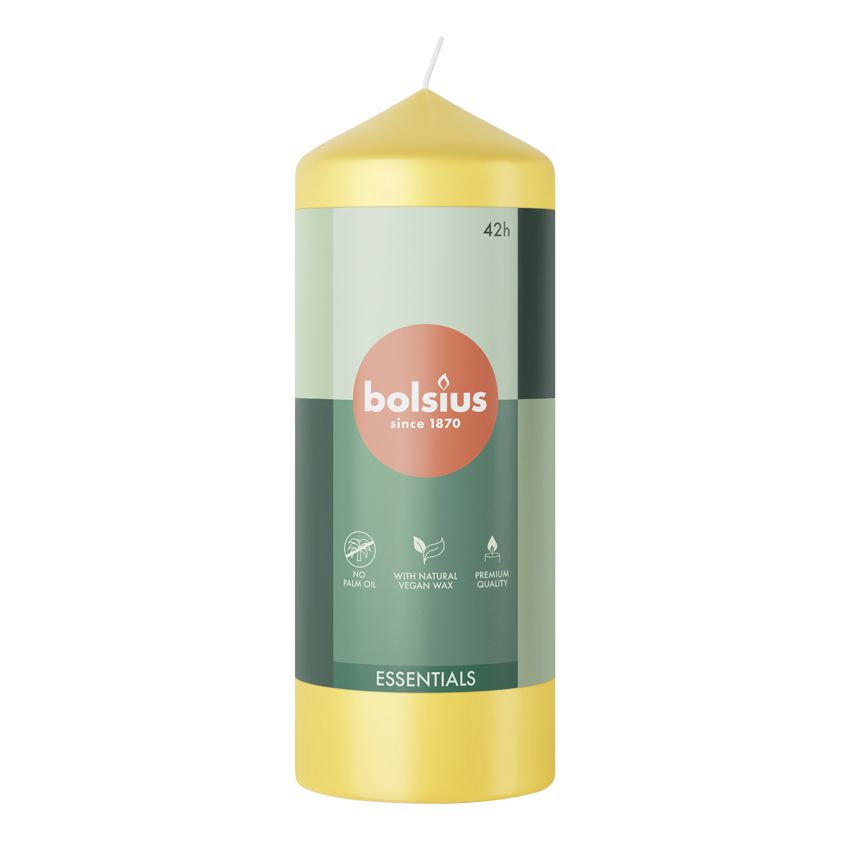 Bolsius Essentials Unscented Pillar Candle 150/58mm - Sunny Yellow