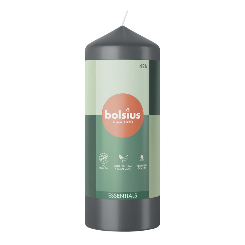 Bolsius Essentials Unscented Pillar Candle 150/58mm - Stormy Grey