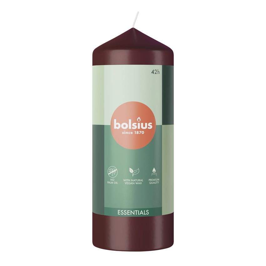 Bolsius Essentials Unscented Pillar Candle 150/58mm - Velvet Red