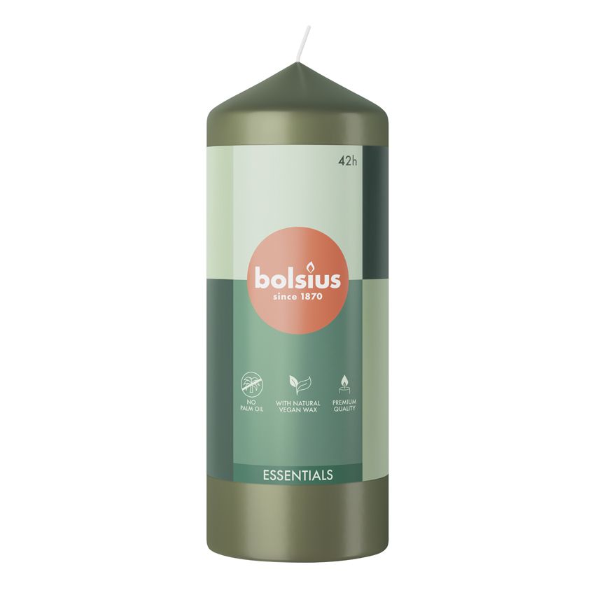 Bolsius Essentials Unscented Pillar Candle 150/58mm - Fresh Olive