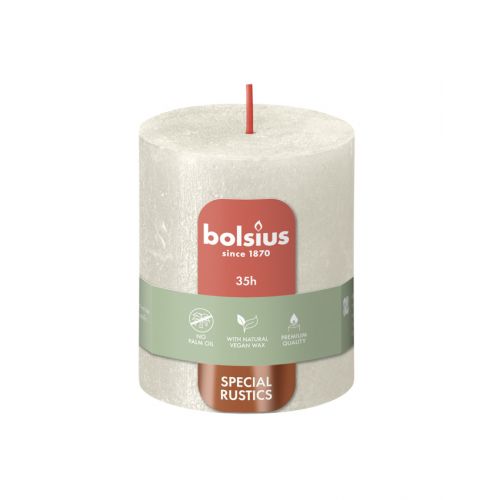 Bolsius Shimmer Special Rustics Pillar Candle, Ivory - 80/68mm