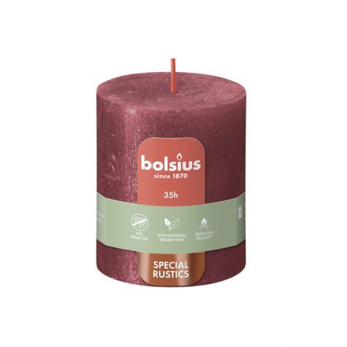Bolsius Shimmer Special Rustics Pillar Candle, Red - 80/68mm