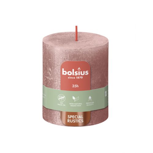 Bolsius Shimmer Special Rustics Pillar Candle, Pink - 80/68mm