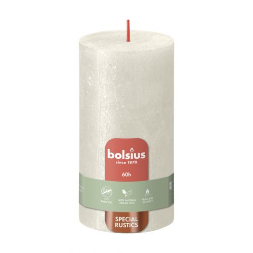 Bolsius Shimmer Special Rustic Pillar Candle, Ivory - 130/68mm
