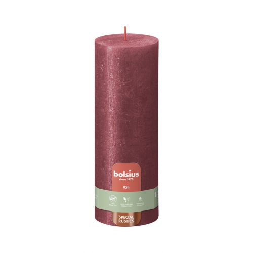 Bolsius Shimmer Special Rustic Pillar Candle, Red - 190/68mm