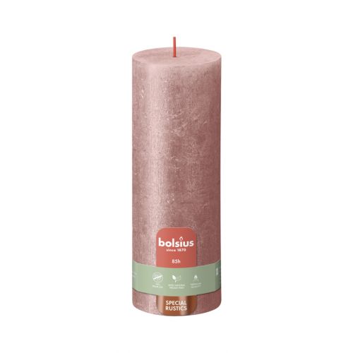 Bolsius Shimmer Special Rustic Pillar Candle, Pink - 190/68mm