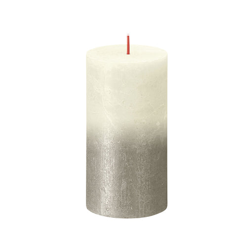 Bolsius Sunset Rustics Medium Pillar Candle, Soft Pearl + Champagne - 130/68mm.