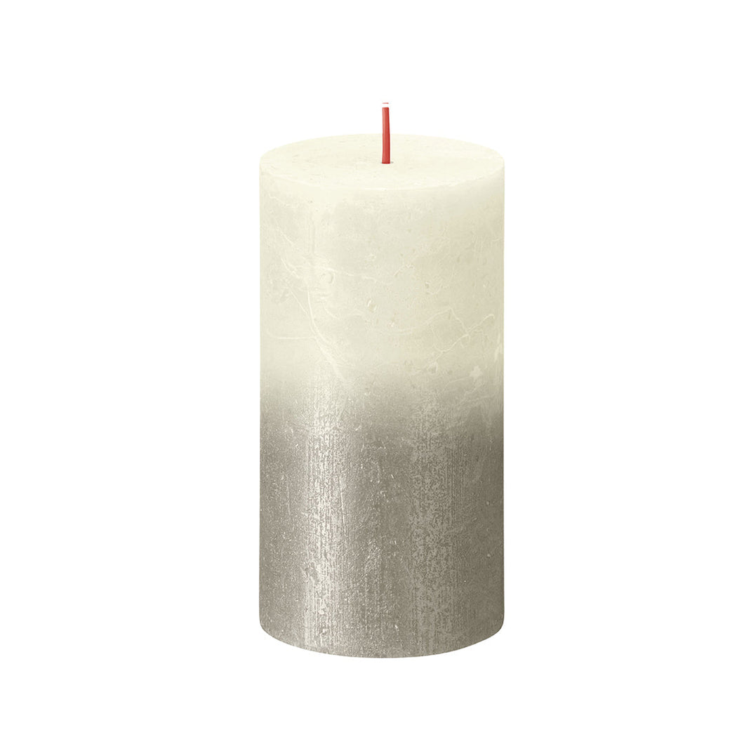 Bolsius Sunset Rustics Medium Pillar Candle, Soft Pearl + Champagne - 130/68mm.