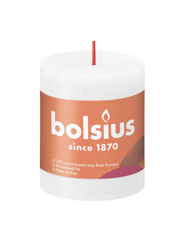 Bolsius Small Rustic Pillar Candle, Cloudy White - 80/68mm