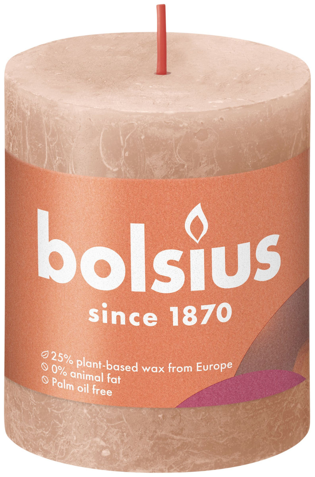 Bolsius Small Rustic Pillar Candle, Creamy Caramel- 80/68mm