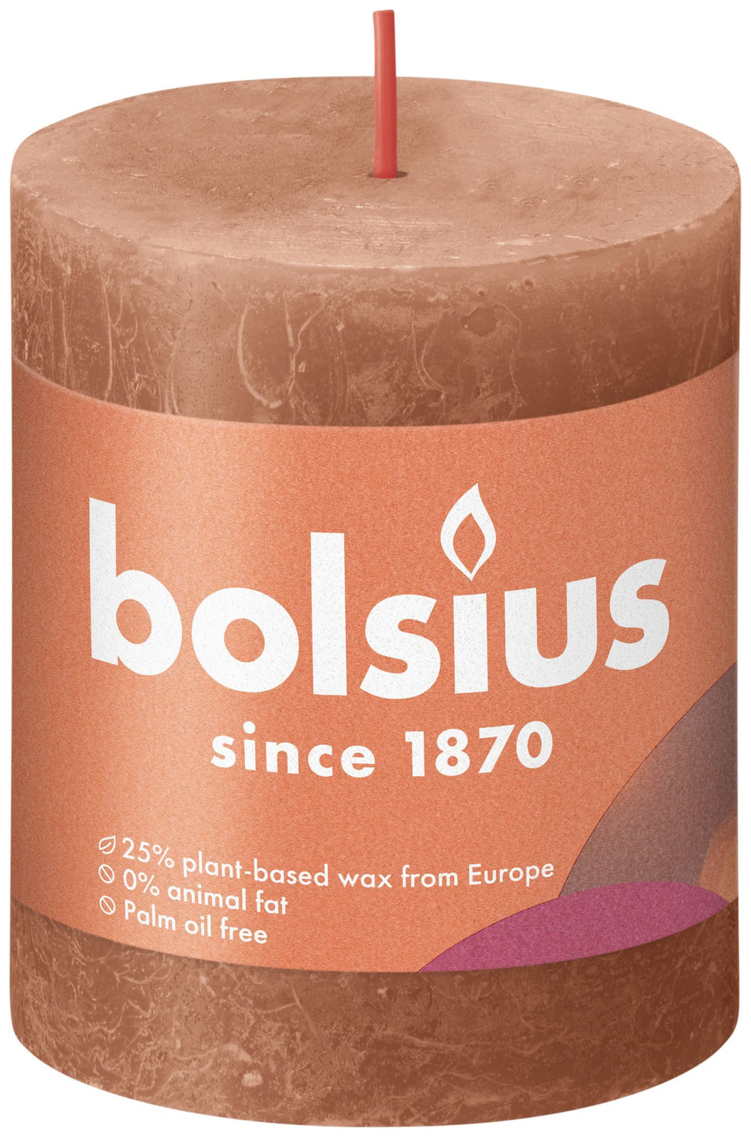 Bolsius Small Rustic Pillar Candle, Rusty Pink - 80/68mm