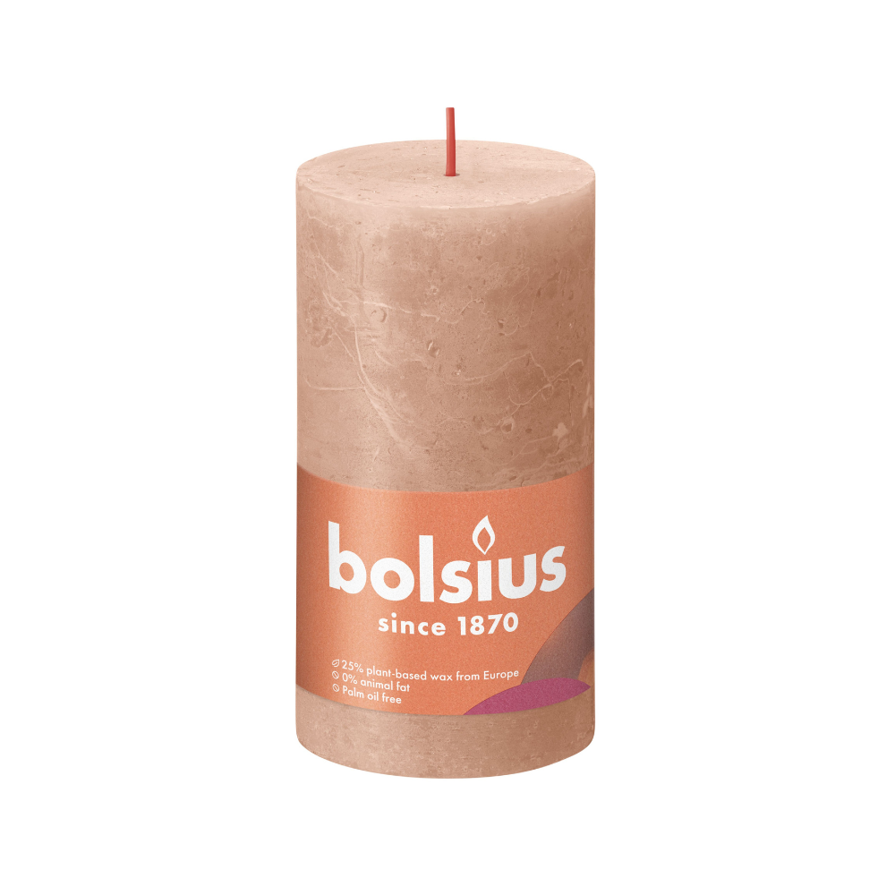 Bolsius Medium Rustic Pillar Candle, Creamy Caramel - 130/68mm