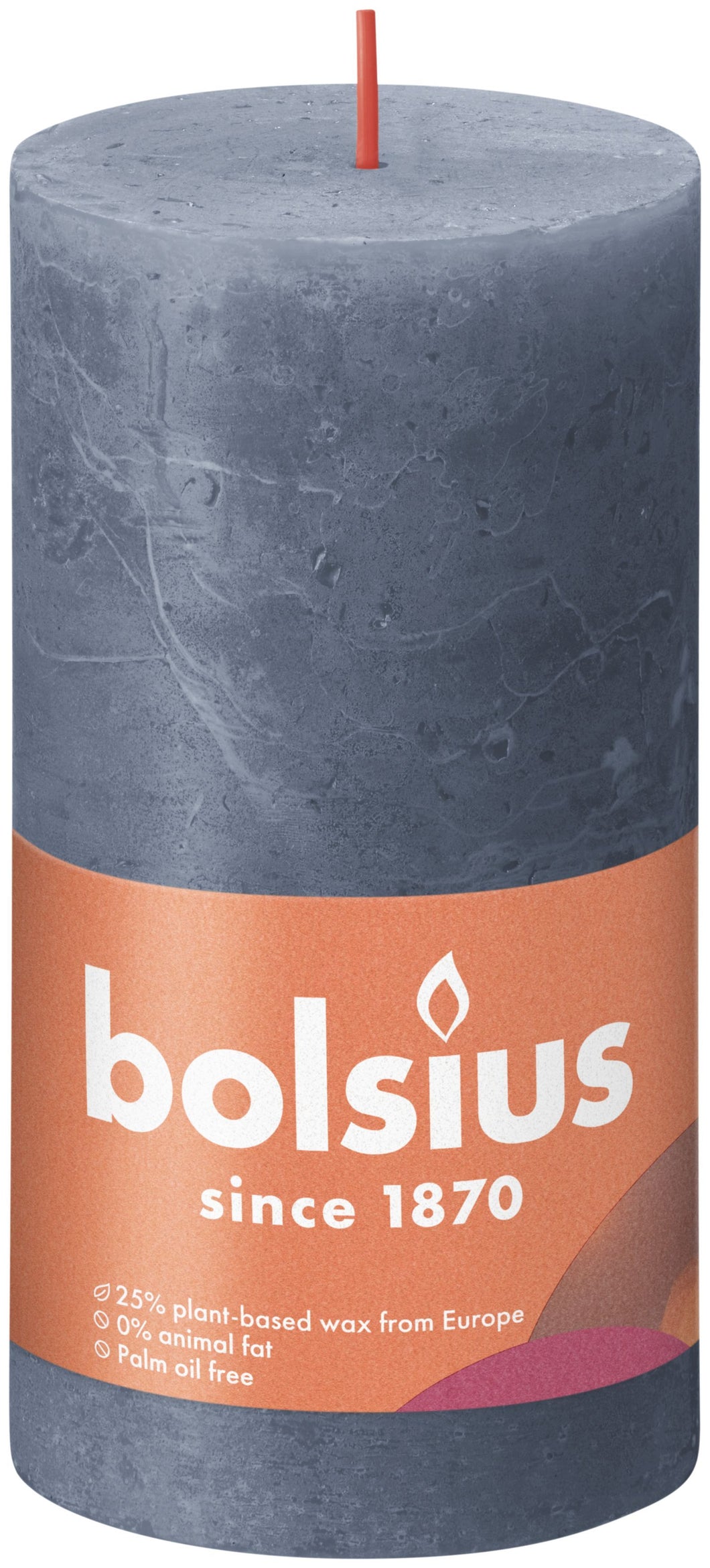 Bolsius Medium Rustic Pillar Candle, Twilight Blue - 130/68mm