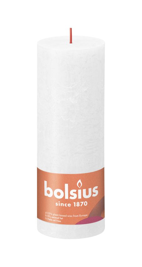 Bolsius Large Rustic Pillar Candle, Cloudy White - 190/68mm