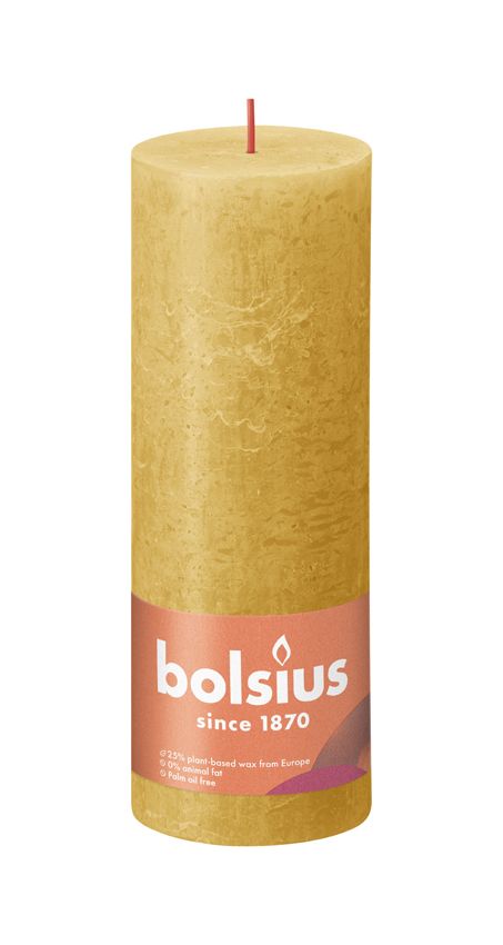 Bolsius Large Rustic Pillar Candle, Honeycomb Yellow - 190/68mm