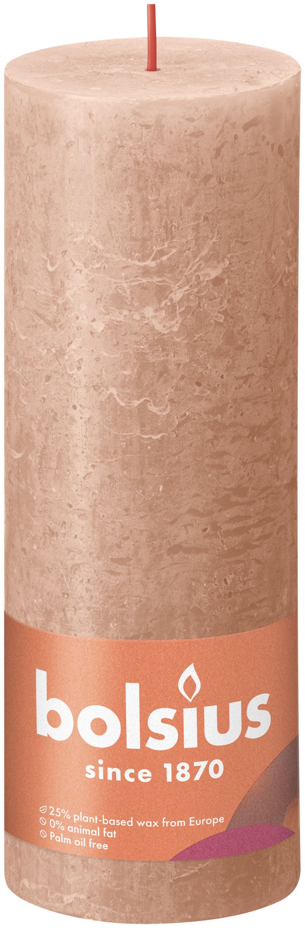 Bolsius Large Rustic Pillar Candle, Creamy Caramel - 190/68mm