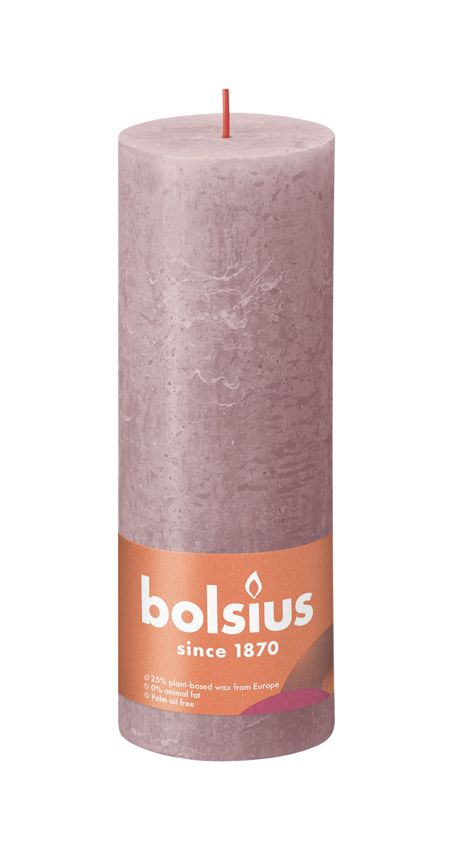 Bolsius Large Rustic Pillar Candle, Ash Rose - 190/68mm