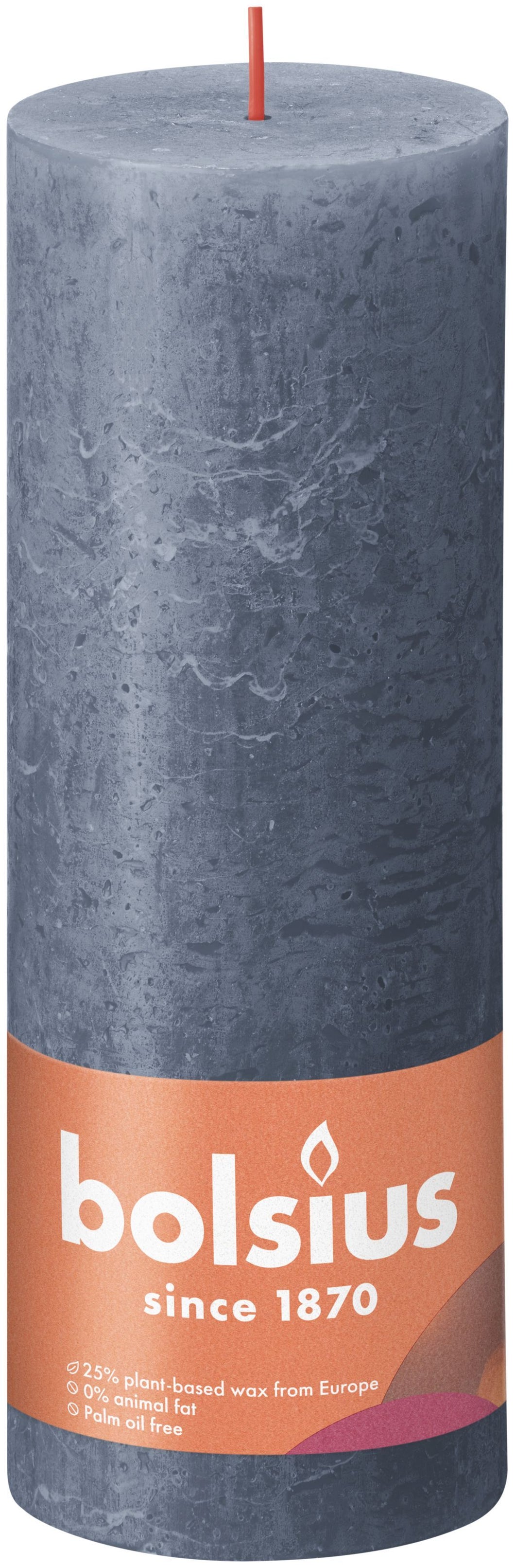 Bolsius Large Rustic Pillar Candle, Twilight Blue - 190/68mm