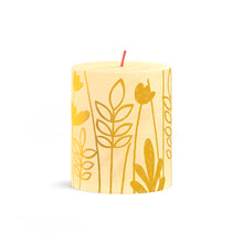Load image into Gallery viewer, Bolsius Silhouette Small Rustic Pillar Candle, Printed Rusty Yellow, Sunny Edition - 80/68mm
