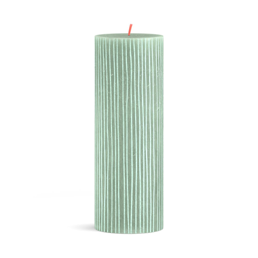 Bolsius Silhouette Large Rustic Pillar Candle, Printed Rustic Jade Green - 190/68mm