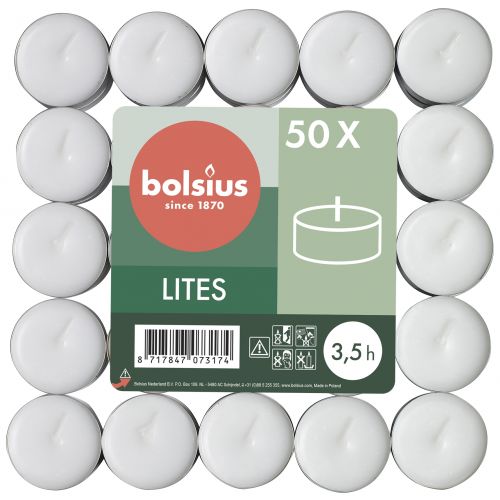 Bolsius Pack of 50 Lites Candles, 3.5-hour Burn Time