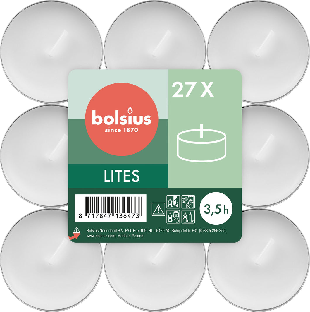 Bolsius Pack of 27 Lites Candles, 3.5-hour Burn Time