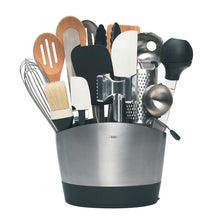Load image into Gallery viewer, OXO Good Grips Stainless Steel Utensil Holder, filled, in use.
