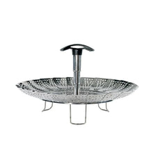 Load image into Gallery viewer, OXO Good Grips Pop-Up Steamer with Extendable Handle - Stainless Steel, 28cm, front view.
