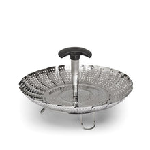 Load image into Gallery viewer, OXO Good Grips Pop-Up Steamer with Extendable Handle - Stainless Steel, 28cm, front view.
